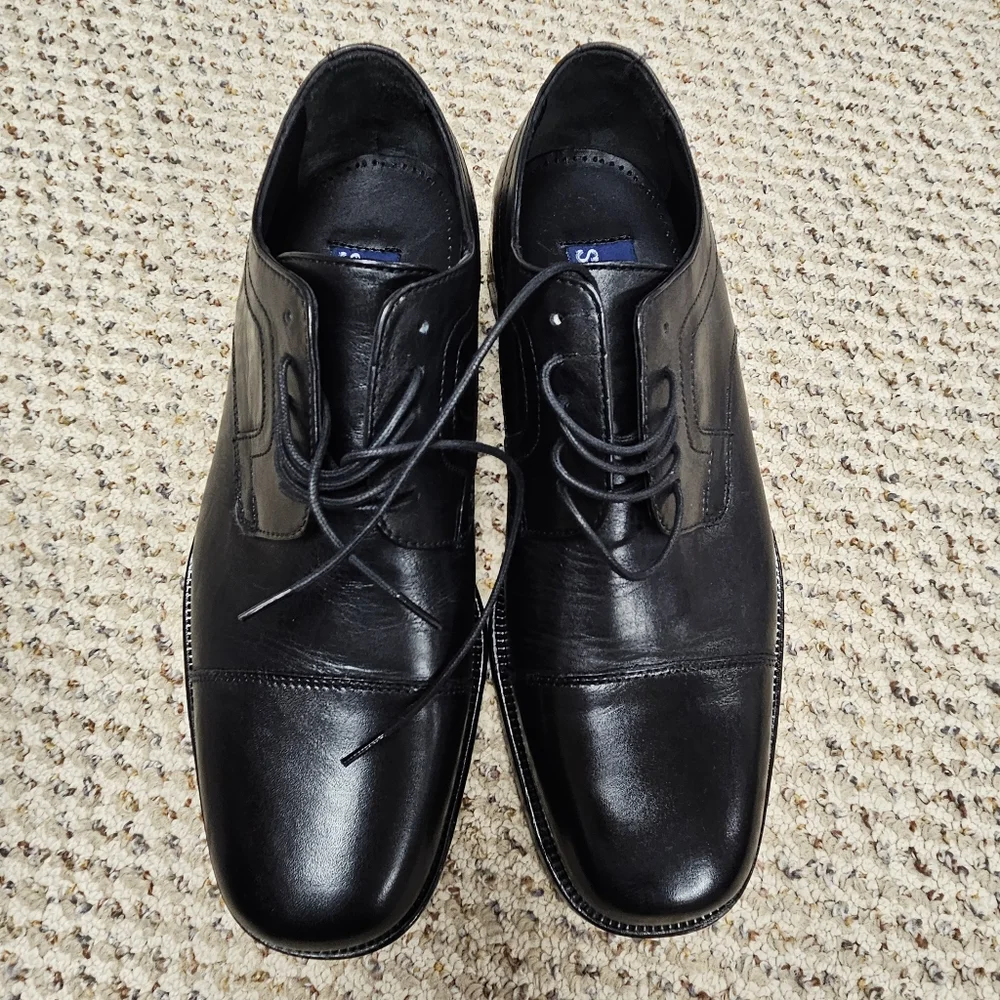 Stafford Men's Cap Toe Oxford Black Leather Lace Up Dress‎ Shoes Size 8.5 M